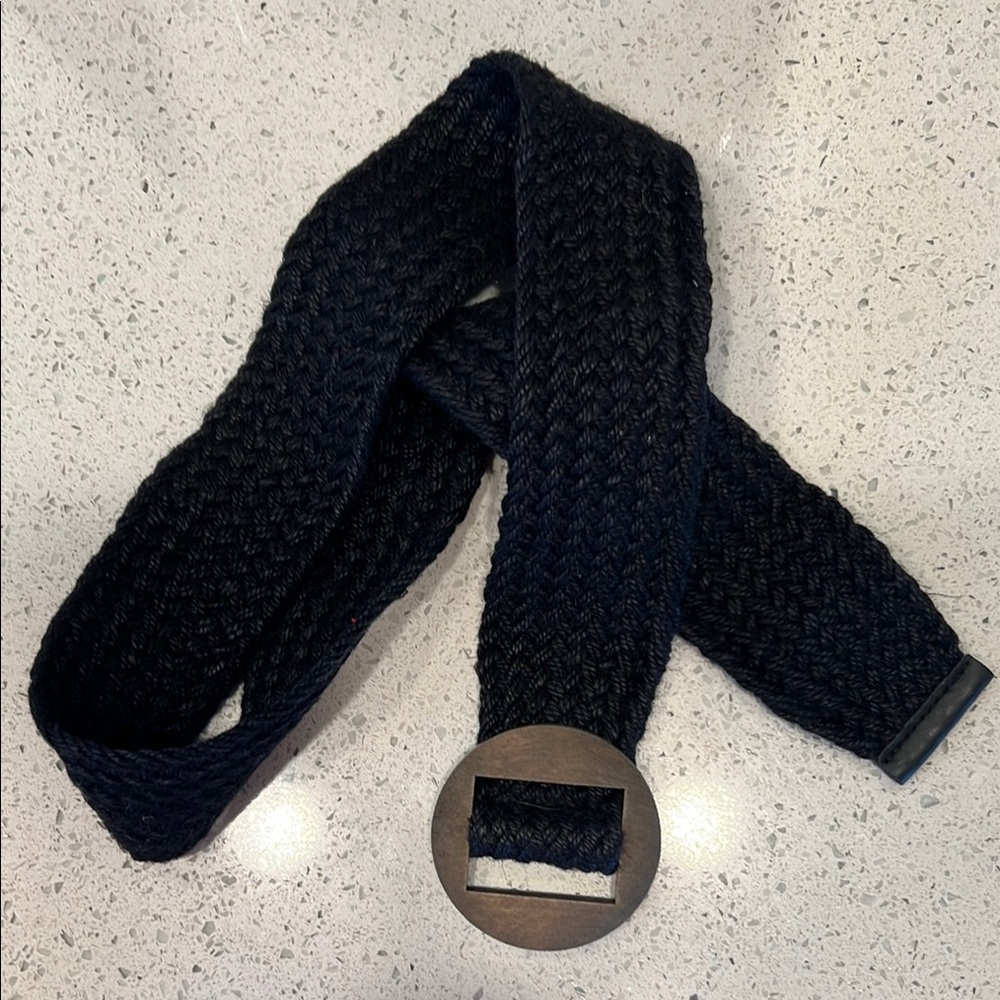 Mango Black Woven Belt